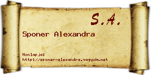 Sponer Alexandra névjegykártya